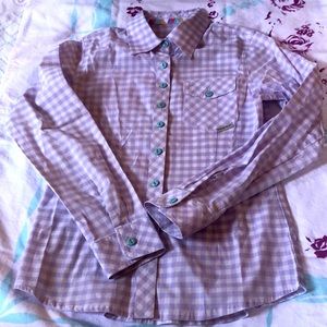 Horseware lavender gingham ls shirt small